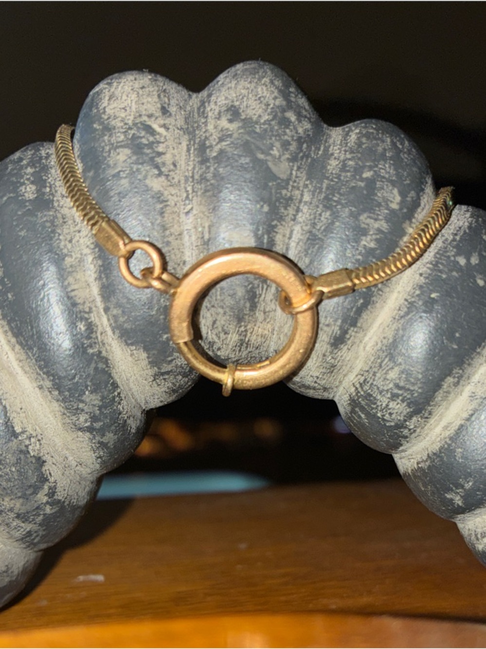 Vintage 80s 12k Gold-filled Snake Chain Bracelet with Round Clasp